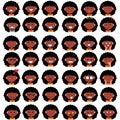 Illustration of cute African American girl faces showing different emotions. Joy, sadness, anger, talking, funny, fear, smile. Royalty Free Stock Photo