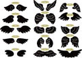 Cute Black Angel wings with angel ring set