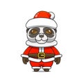 illustration of cute animal monster, wearing santa costume. cute panda vector