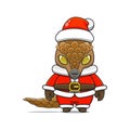 illustration of cute animal monster, wearing santa costume. cute pangolin cartoon vector