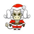 illustration of cute animal monster, wearing santa costume. cute sheep cartoon vector Royalty Free Stock Photo