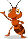 Cute ant cartoon waving