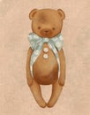 Illustration of cute baby bear, forest wild animal bear, fabulous animal, cartoon bear