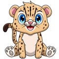 Cute baby Cheetah cartoon sitting Royalty Free Stock Photo