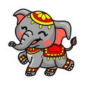 Cute baby circus elephant cartoon running Royalty Free Stock Photo