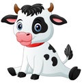 Cute baby cow cartoon sitting Royalty Free Stock Photo