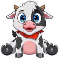 Cute baby cow cartoon sitting Royalty Free Stock Photo