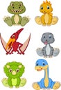 Cute baby dinosaurs cartoon collection set
