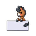 Cute baby donkey cartoon with blank sign Royalty Free Stock Photo