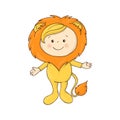 Illustration of cute baby in a lion fancy dress costume vector on white background Royalty Free Stock Photo