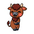 Cute baby yak cartoon posing Royalty Free Stock Photo