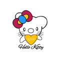 Illustration cute back cat greeting with love and hello kitty text Royalty Free Stock Photo