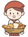 Illustration of a cute bakery woman smiling