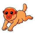 Cute bald uakari monkey cartoon jumping