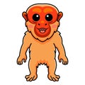 Cute bald uakari monkey cartoon standing