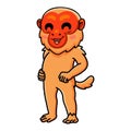Cute bald uakari monkey cartoon standing