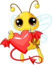 Cute Bee Holding Devil Heart Royalty Free Stock Photo