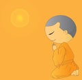 Illustration of Cute Begging young monk cartoon