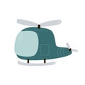 Illustration of a cute blue helicopter on a white background