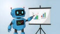 Robot Presenting Business Growth Chart, AI Data Analysis Royalty Free Stock Photo