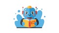 Robot Reading Book, Cute AI Education, Learning Concept Royalty Free Stock Photo