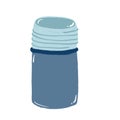 Blue thermos, contains drinks for camping