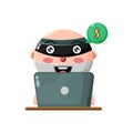 Illustration of cute boy character breaking into virtual money