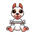 Cute bully kutta cartoon holding a bone