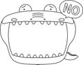 Cute caiman whiteboard outline