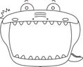 Cute caiman whiteboard outline