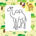 Illustration of cute camel. Coloring page Royalty Free Stock Photo