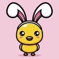 Cute cartoon animal chick characters using headbands in the shape of rabbit animal ears Royalty Free Stock Photo