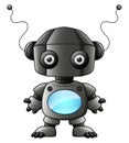 Cute cartoon black robot isolated on white background