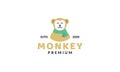 Illustration Cute Cartoon Flat Monkey Head Face Smile Abstract  Logo Icon Vector