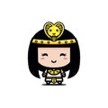 Cute girl cartoon character as cleopatra goddess