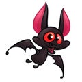 Illustration of Cute Cartoon Halloween bat flying Royalty Free Stock Photo