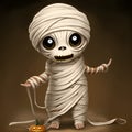 Illustration of cute cartoon halloween, Cute mummy with pumpkins isolated on white background. Cute cartoon Ghost halloween. Royalty Free Stock Photo