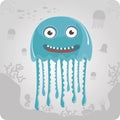 Illustration of cute cartoon jellyfish