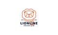 Illustration cute cartoon lion kid line head face smile  logo icon vector Royalty Free Stock Photo