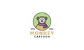Illustration Cute Cartoon Modern Monkey Head Face Smile Abstract  Logo Icon Vector