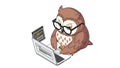 Owl Programmer Cartoon Coding, Laptop, Glasses, Education Royalty Free Stock Photo