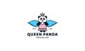 Illustration cute cartoon panda with crown logo icon vector Royalty Free Stock Photo