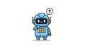 Cute Robot Thinking, Question Mark. AI, Automation Concept Royalty Free Stock Photo