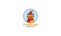 Illustration cute cartoon tiger with hat snow logo icon vector