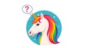 Thinking Unicorn Cartoon with Question Mark. Cute Unicorn Concept. Royalty Free Stock Photo