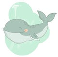 Illustration of cute cartoon whale