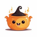 illustration of cute cartoon illustration witchs couldron flat , Generative ai Royalty Free Stock Photo
