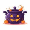 illustration of cute cartoon illustration witchs couldron flat , Generative ai Royalty Free Stock Photo
