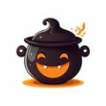 illustration of cute cartoon illustration witchs couldron flat , Generative ai Royalty Free Stock Photo