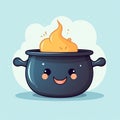 illustration of cute cartoon illustration witchs couldron flat , Generative ai Royalty Free Stock Photo